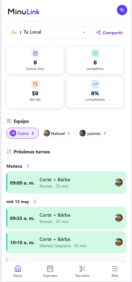 MinuLink — panel principal